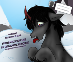 Size: 700x600 | Tagged: safe, artist:wiggles, derpibooru import, king sombra, pony, unicorn, ask king sombra, emo, snow, tumblr