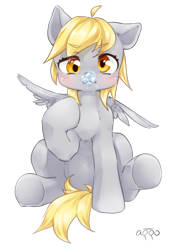 Size: 1171x1667 | Tagged: safe, artist:aquoquoo, derpy hooves, pegasus, pony, bubble, cute, derpabetes, drool, female, mare, simple background, transparent background