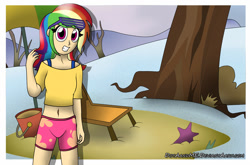 Size: 1700x1120 | Tagged: safe, artist:dotaandme, derpibooru import, rainbow dash, human, tanks for the memories, beach, humanized, snow, winter