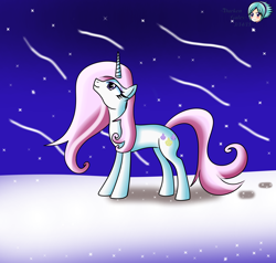 Size: 3254x3095 | Tagged: safe, artist:darkengales, derpibooru import, fleur-de-lis, night, snow, snowfall, solo