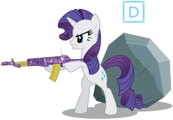 Size: 5180x3575 | Tagged: safe, artist:mtriton, rarity, tom, pony, unicorn, the return of harmony, an-94, gun, rifle, simple background, solo, transparent background, vector, weapon