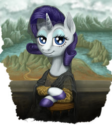 Size: 876x984 | Tagged: safe, artist:gor1ck, rarity, pony, unicorn, classic art, fine art parody, mona lisa, parody, ponified, uncanny valley