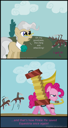 Size: 1003x1879 | Tagged: safe, artist:diegotan, mayor mare, pinkie pie, earth pony, pony, accordion, comic, crossover, harmonica, musical instrument, starcraft 2, tuba, zerg, zergling