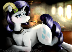 Size: 3510x2550 | Tagged: safe, artist:thunder-stream, rarity, pony, unicorn, cigarette, cigarette holder, smoking, solo