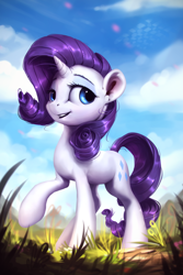 Size: 800x1200 | Tagged: safe, artist:assasinmonkey, part of a set, rarity, pony, unicorn, cute, female, mare, raised hoof, raribetes, realistic, solo