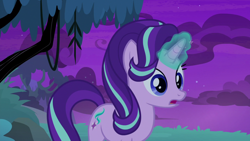 Size: 1920x1080 | Tagged: safe, screencap, starlight glimmer, pony, unicorn, student counsel, female, glowing horn, horn, mare, open mouth, solo