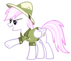 Size: 1024x874 | Tagged: safe, artist:blah23z, derpibooru import, daring do, fleur-de-lis, pegasus, pony, clothes, female, grin, hat, mare, palette swap, raised hoof, recolor, shirt, simple background, smiling, solo, transparent background