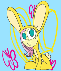 Size: 828x968 | Tagged: safe, artist:mr. rottson, fluttershy, pegasus, pony, rabbit, bunny costume, clothes, sitting, solo