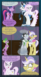 Size: 860x1600 | Tagged: safe, artist:magicandmysterygal, derpibooru import, fancypants, fleur-de-lis, jet set, spike, twilight sparkle, upper crust, dragon, comic:long night wild night, comic