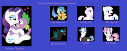 Size: 1355x549 | Tagged: safe, derpibooru import, double diamond, fancypants, fleur-de-lis, princess ember, rarity, spike, sweetie belle, thorax, changeling, dragon, pony, unicorn, bisexual, blushing, exploitable meme, female, gay, harem, interspecies, lesbian, male, mare, meme, shipping, sparity, straight