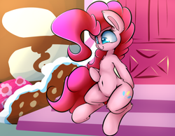 Size: 1800x1400 | Tagged: safe, artist:madacon, pinkie pie, earth pony, pony, belly button, female, mare, pink coat, pink mane, solo