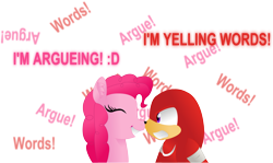 Size: 4728x2827 | Tagged: safe, artist:lillygeneva, pinkie pie, earth pony, pony, crossover, knuckles the echidna, pink text, sonic boom, sonic the hedgehog (series), text