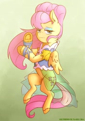 Size: 1748x2480 | Tagged: safe, artist:raph13th, fluttershy, pegasus, pony, alternate hairstyle, clothes, dress, solo