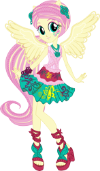 Size: 8494x14487 | Tagged: safe, artist:sugar-loop, fluttershy, equestria girls, rainbow rocks, absurd resolution, box art, high heels, outfit, rockin' hair, simple background, solo, transparent background, vector