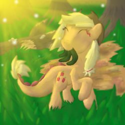 Size: 504x504 | Tagged: safe, artist:firefanatic, derpibooru import, applejack, earth pony, monster pony, original species, pony, tatzlpony, story included, tatzljack, tentacle tongue, tentacles