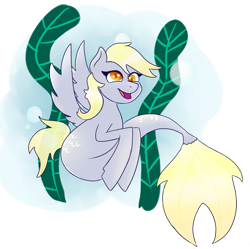 Size: 1407x1403 | Tagged: safe, artist:kiwiscribbles, derpy hooves, seapony (g4), heart eyes, race swap, solo, wingding eyes