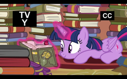 Size: 1680x1050 | Tagged: safe, derpibooru import, screencap, twilight sparkle, twilight sparkle (alicorn), alicorn, pony, pinkie apple pie, adorkable, black bars, book, cute, dork, female, genealogy book, magic, mare, reading, solo