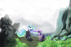 Size: 1024x683 | Tagged: safe, artist:talonsofwater, princess celestia, twilight sparkle, twilight sparkle (alicorn), alicorn, pony, crossover, female, mare, star wars, star wars: the force awakens