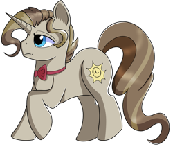 Size: 1280x1101 | Tagged: safe, artist:rainbowtashie, doctor whooves, prince blueblood, oc, oc:royal minutes, earth pony, pony, unicorn, bowtie, commissioner:bigonionbean, cute, cutie mark, fusion, fusion:royal minutes, male, solo, stallion, wide hips