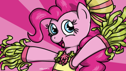 Size: 1280x720 | Tagged: safe, artist:elzielai, pinkie pie, earth pony, pony, cheerleader, female, mare, pink coat, pink mane, solo