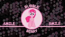 Size: 1920x1080 | Tagged: safe, artist:blackwater627, bubble berry, pinkie pie, earth pony, pony, pink text, rule 63, solo, text, wallpaper