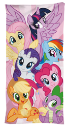 Size: 1300x2321 | Tagged: safe, derpibooru import, applejack, fluttershy, pinkie pie, rainbow dash, rarity, spike, twilight sparkle, twilight sparkle (alicorn), alicorn, dragon, earth pony, pegasus, pony, unicorn, cute, mane six, merchandise, simple background, towel, white background