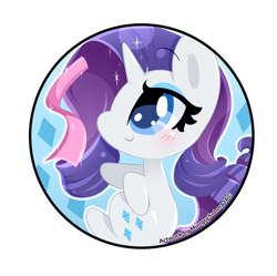 Size: 1024x1019 | Tagged: safe, artist:hungrysohma, rarity, pony, unicorn, blushing, chibi, magic, solo, telekinesis