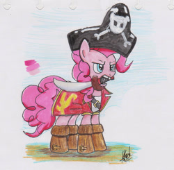 Size: 1564x1530 | Tagged: safe, artist:digiral, pinkie pie, earth pony, pony, female, mare, pink coat, pink mane, pirate, solo