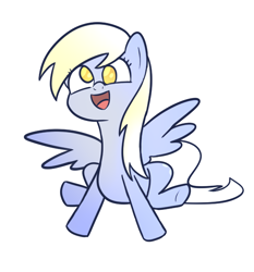 Size: 1136x1218 | Tagged: safe, artist:cookieboy011, derpy hooves, pegasus, pony, derpy day, derpy day 2019, open mouth, simple background, sitting, smiling, solo, spread wings, transparent background, wings