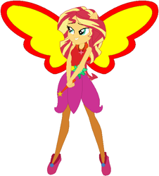 Size: 526x582 | Tagged: safe, artist:selenaede, artist:user15432, sunset shimmer, human, equestria girls, artificial wings, augmented, barely eqg related, base used, clothes, crossover, element of forgiveness, fairy, fairy tale, fairy wings, fairyized, good fairy, hasbro, hasbro studios, humanized, jewelry, magic, magic wand, magic wings, necklace, ponied up, red wings, shoes, sleeping beauty, wand, winged humanization, wings