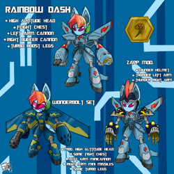 Size: 800x800 | Tagged: safe, artist:sanyo2100, derpibooru import, rainbow dash, pegasus, pony, robot, crossover, medabots, rainbot dash, video game, weapon