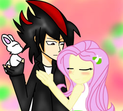 Size: 900x813 | Tagged: safe, artist:soul-yagami64, angel bunny, fluttershy, equestria girls, crack shipping, crossover, equestria girls-ified, humanized, request, shadow the hedgehog, sonic the hedgehog (series)