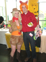 Size: 1536x2048 | Tagged: safe, artist:robukun, applejack, big macintosh, human, cosplay, irl, irl human, photo