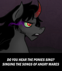 Size: 700x800 | Tagged: safe, artist:wiggles, derpibooru import, king sombra, pony, unicorn, ask king sombra, les miserables, song, song reference
