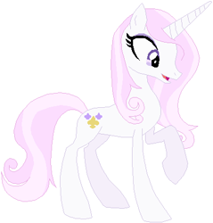 Size: 402x420 | Tagged: safe, artist:ra1nb0wk1tty, derpibooru import, fleur-de-lis, pony, unicorn, simple background, skunk stripe, solo, white background