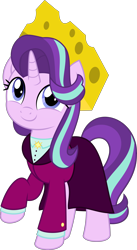 Size: 5000x9112 | Tagged: safe, artist:jhayarr23, starlight glimmer, pony, unicorn, absurd resolution, cheese, cheese hat, cheesehead, clothes, female, hat, headmare starlight, looking up, mare, older, older starlight glimmer, simple background, solo, suit, transparent background, vector