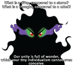 Size: 906x806 | Tagged: safe, artist:fureox, derpibooru import, king sombra, pony, umbrum, unicorn, eyes, image macro, quote, reference, shadow, system shock, the many