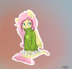 Size: 412x396 | Tagged: safe, artist:foxtali, fluttershy, anthro, ambiguous facial structure, clothes, skirt, solo, sweater, sweatershy