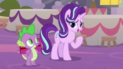 Size: 1920x1080 | Tagged: safe, screencap, spike, starlight glimmer, dragon, pony, the last problem, present, winged spike