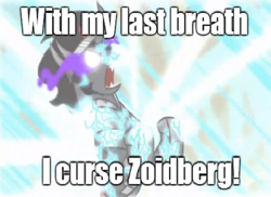 Size: 986x716 | Tagged: safe, derpibooru import, edit, edited screencap, screencap, king sombra, pony, unicorn, the crystal empire, cropped, farnsworth, futurama, glowing eyes, image macro, solo, wat, with my last breath i curse zoidberg, zoidberg