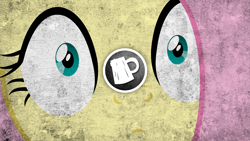 Size: 1920x1080 | Tagged: safe, artist:ciderparty, fluttershy, pegasus, pony, cider, grunge, logo, wallpaper