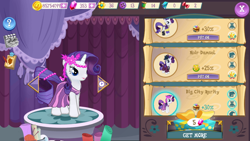 Size: 1280x720 | Tagged: safe, rarity, pony, unicorn, clothes, dress, female, gameloft, horn, mare, solo