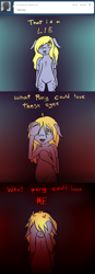 Size: 553x1587 | Tagged: safe, artist:ferrettea, derpy hooves, pony, ask, comic, floppy ears, lonely, sad, solo, tumblr, unloved