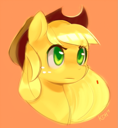 Size: 603x653 | Tagged: safe, artist:si1vr, applejack, earth pony, pony, bust, portrait, simple background, solo