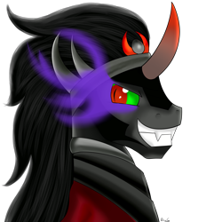 Size: 2000x2000 | Tagged: safe, artist:dragonfoorm, derpibooru import, king sombra, pony, unicorn, bust, simple background, solo, transparent background