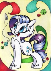 Size: 2031x2855 | Tagged: safe, artist:cutepencilcase, rarity, pony, unicorn, open mouth, solo, traditional art