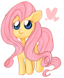 Size: 663x801 | Tagged: safe, artist:shi-long-lang, fluttershy, pegasus, pony, chibi, cute, heart, simple background, solo, transparent background