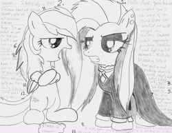 Size: 2200x1700 | Tagged: artist needed, source needed, safe, derpibooru import, fluttershy, rainbow dash, pegasus, pony, accessories, angry, black dress, clothes, dress, duo, ear piercing, earring, fluttergoth, goth, jewelry, messy mane, necklace, piercing, traditional art