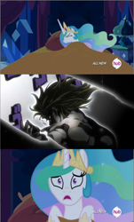 Size: 640x1063 | Tagged: safe, princess celestia, alicorn, pony, celestia's nightmare, dio brando, exploitable meme, jojo's bizarre adventure, meme