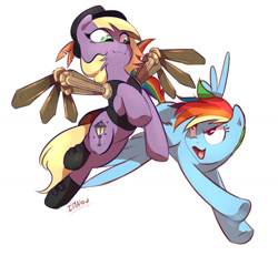 Size: 1310x1213 | Tagged: safe, artist:imalou, derpibooru import, rainbow dash, oc, pegasus, pony, steampunk